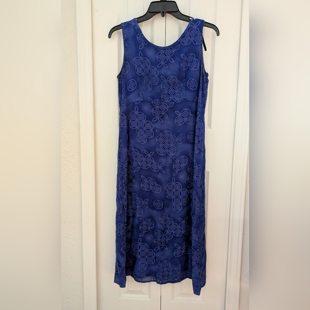 Blue, Sleeveless summer dress Geo Flora Dress